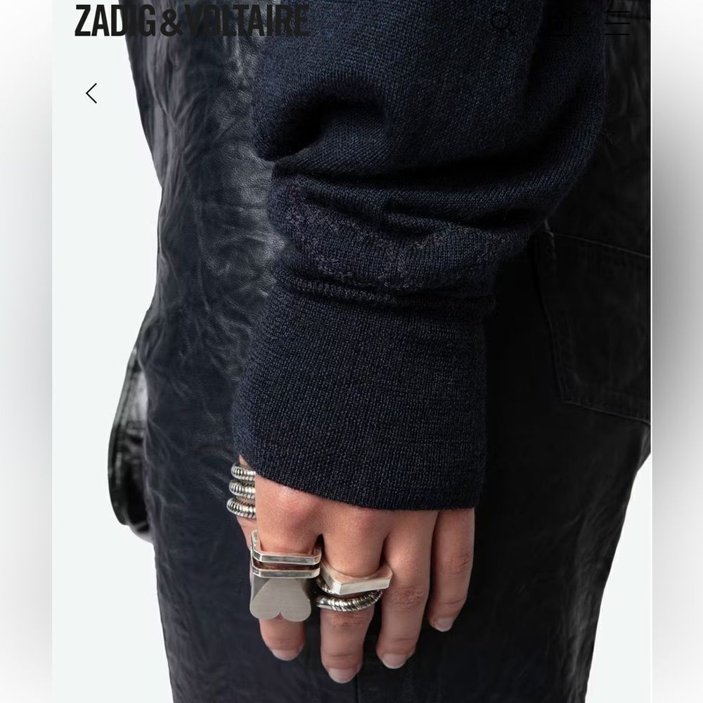 $298 Zadig & Voltaire Women's Encre navy blue merino wool jumper sweater NEW - Picture 5 of 10
